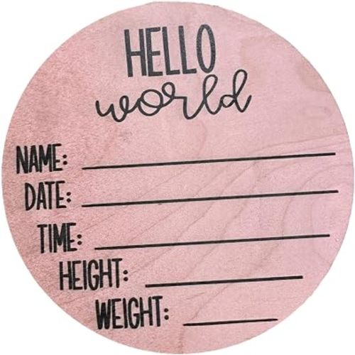Baby Shower Sign, Newborn Girl Nursery Decor, Wood round, Girls decorative, Home Decor for Baby Girl, Newborn Gift (Birth Stats-Pink Posy)