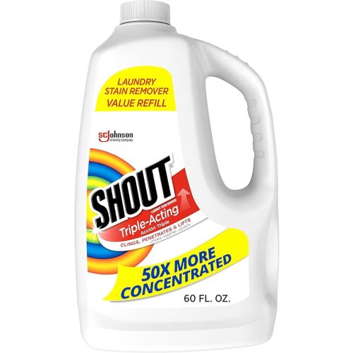 Shout Active Enzyme Laundry Stain Remover Spray for Clothes, Triple-Acting Formula Clings, Penetrates, and Lifts Tough & Everyday Stains - Prewash Refill 60oz (1.7L)