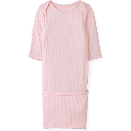 Little Sleepies Newborn Infant Gown, Soft Viscose from Bamboo Baby Gown for Newborn Girls & Boys Baby Clothes, Infant Sleeper, Prima Pink Ribbed, Newborn/0-3M