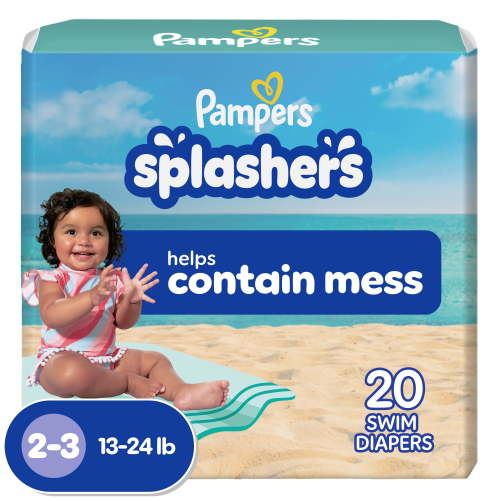 Pampers Splashers Swim Diapers Size 2-3, 20 Count, Water-Resistant Swim Diapers for Pool and Beach