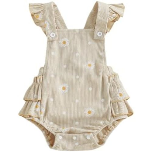 Thorn Tree Baby Girl Summer Clothes Newborn Outfit Ruffle Romper Infant Baby Dress Bow Headband Solid Cute Outfits Girls