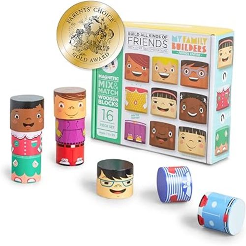 Juego de amigos de madera magnética de 16 piezas