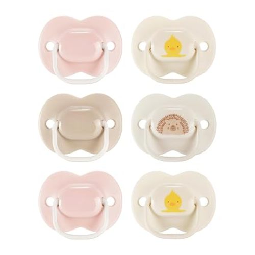Tommee Tippee Ultimate Fit Newborn Pacifiers, 0-6 Months, Extra Air Holes, Symmetrical Nipple and Shield, 100% BPA Free Silicone, Dishwasher & Sterilizer Safe, Pink and Beige, Pack of 4
