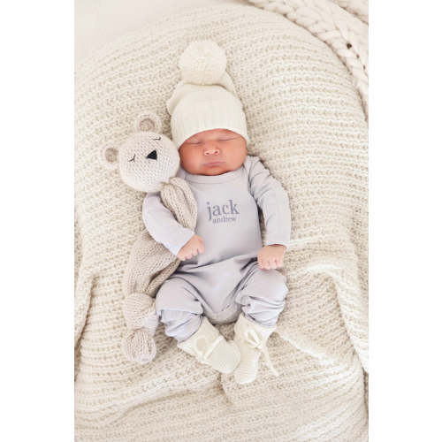 Personalized Full Length Snap Romper | Light Blue