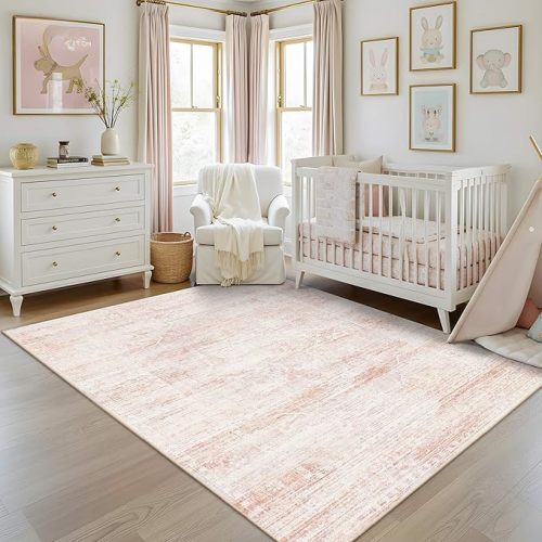 5x7 Pink Area Rugs for Girls Bedroom Washable Living Room Rugs