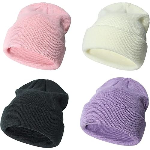 Urban Virgin 4 Packs Toddler Girls Winter Hats Infant Boys Beanie Soft Baby Caps Beanies Kids Knit Winter Hats