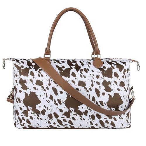 Weekender Bag Duffle Bag For Women Large Travel Tote Bag Overnight Weekend Bags With Shoulder Strap Cow Leopard Atzec…