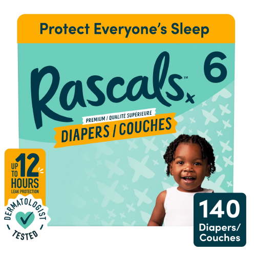 Rascals Premium Absorbent Baby Diapers, Size 6, Mega Carton, 140 Count - Walmart.ca