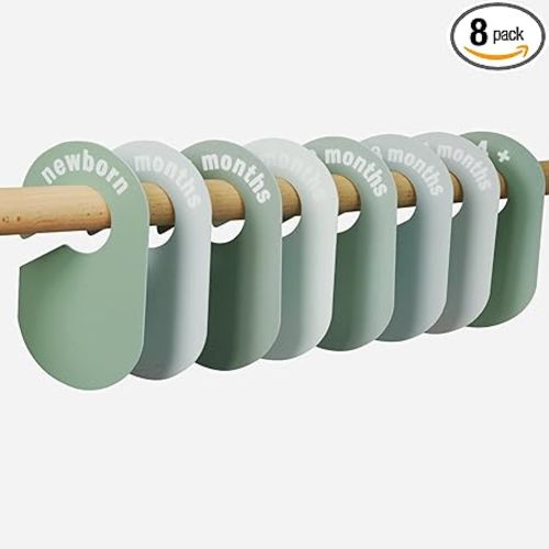 8 Pack Baby Closet Dividers – Pure Green Nursery Organizer for Baby Clothes 0-24 Months, Closet Size Markers, Baby Clothing Organizer for Nursery (green)
