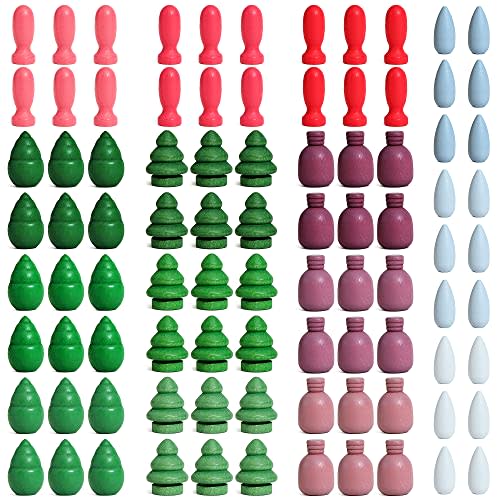 Large Set Full Rainbow Color Style Wooden Loose Parts Sensory Play Toys, Mandala Loose Parts 5 Shapes, 15 Colors, Rainbow Stacker Nesting Toys Parts (90PCS New Shapes)