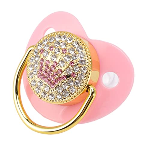Baby Pacifier Symmetrical One Piece Design Nipple Shape Helps Promote Oral Development Ultra Light Soft Bling Silicone Newborn Pacifier for 6 to 18 Months Infant ()