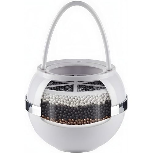 Crystal Quest Premium Bath Ball Water Filter for Bathtub - 3-Stage Filtration, Removes Chlorine, Chloramine & Byproducts, 2,500 Gallons, BPA Free, pH Balanced Water, Fits Most Tubs, White