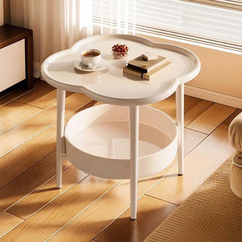 Todaioua Small Round Side Table with Storage, Modern Nightstand for Bedroom Living Room Bathroom Nursery Laundry, White Compact End Table