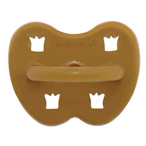 HEVEA Coloured Natural Rubber Pacifier with Natural Colour Pigments, Plant Based, Plastic-Free, Non-Toxic, Eco-Friendly, BPA-Free, 3-36 Months (Turmeric, Orthodontic Teat Shape)