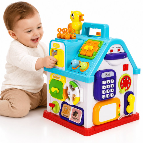 SaveJoy Montessori Activity Cube, 16-in-1 Interactive Baby Toys with Music, Educational Toddler Toys for 6-36 Months, Baby Girl Toys & Infant Learning Gift