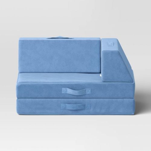 Kids' Modular Seating Solids Sofas Tonal Blue - Pillowfort™: Upholstered, Machine Washable, 3-Piece Set, Kids Couch