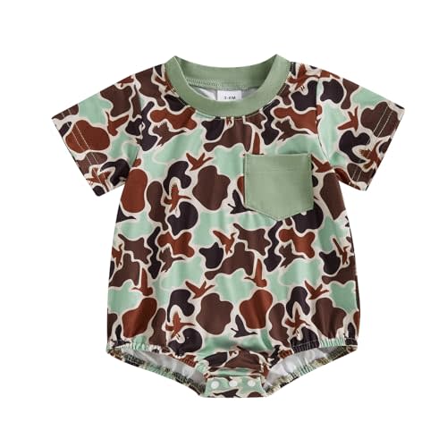 Liuckyxin Baby Boy Summer Romper Camouflage Shirt Casual Short Sleeve Round Neck Jumpsuit Newborn Clothes 3 6 12 Months