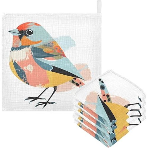 Bolaz Baby Gauze Towels for Kids Soft Handkerchief Newborn 100% Cotton Sparrow Bird Absorbent 12x12 Inch 3 Pack