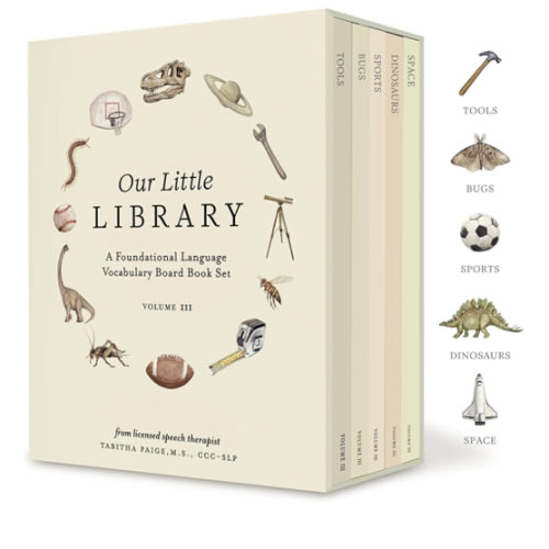 Our Little Library Vol. 3: Dinosaurs, Space, Tools, Bugs, and Sports Board Book Set for Boys & Girls (Tabitha Paige Children's Book Series)