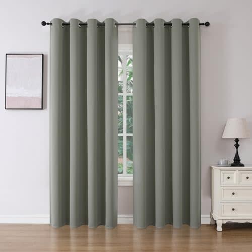Joydeco Blackout Curtains 84 Inch Length 2 Panels Set, Thermal Insulated Long Curtains& Drapes 2 Burg, Room Darkening Grommet Drapes for Bedroom Living Room Window (Sage Green, W52 x L84 Inch)