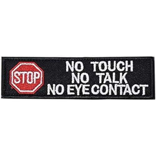 U-LIAN No Touch No Talk No Eye Contact Patch Embroidered Service Dog Patch for Warning Vests Harness Hook and Loop Emblem