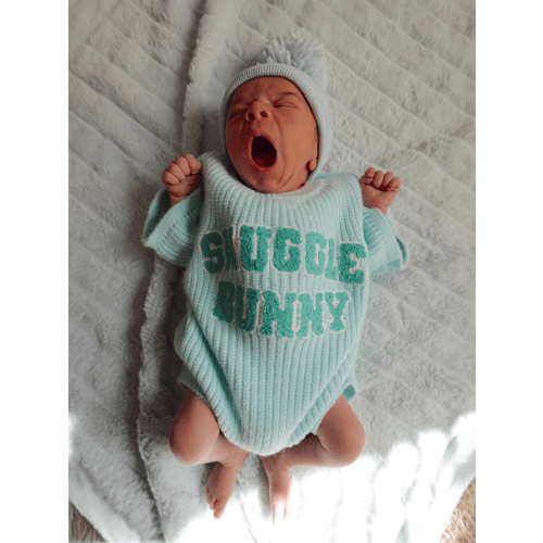 Sweater Romper, Snuggle Bunny Blue