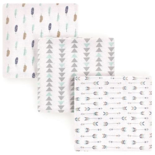 Luvable Friends Baby Boy Cotton Flannel Receiving Blankets, Boy Feathers 3-Pack, One Size