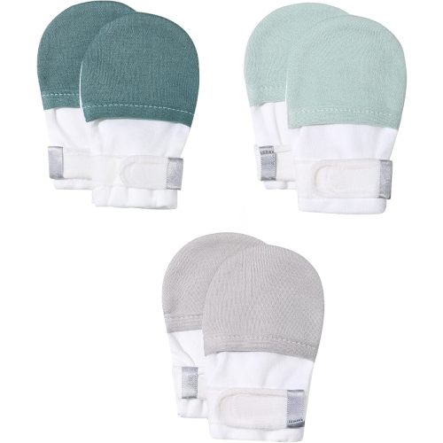 Baby Newborn No Scratch Mittens Stay On, 100% Cotton Adjustable 0-12M