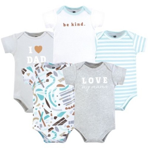 Hudson Baby Cotton Bodysuits, Neutral Abstract, 9-12 Months