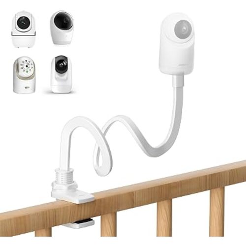 Jartoo Baby Monitor Mount Compatible with HelloBaby HB65/HB40/HB6560/HB6339/HB6550 Pro, Infant Optics, Momcozy, Nanit, VAVA, 16.9" Flexible Crib Clip Mount Long Gooseneck Arm, No Tools or Wall Damage
