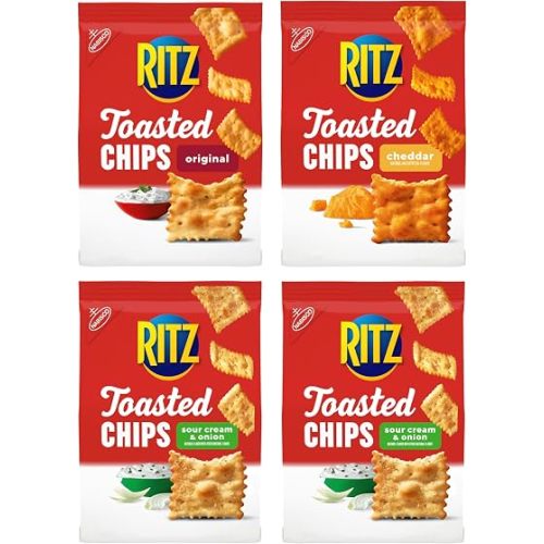 RITZ Toasted Chips Variety Pack, 3 Flavors, 4 Bags