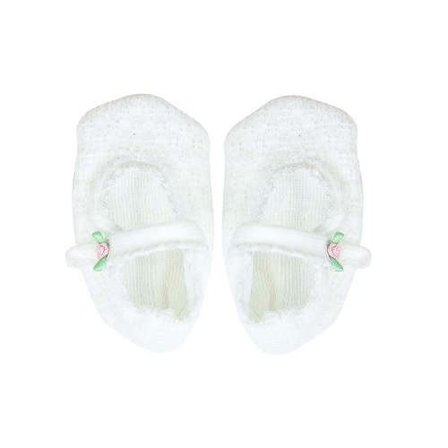 Paty Knit Crib Shoes with Rosettes