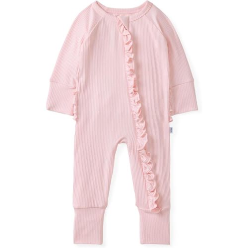 Little Sleepies Ruffle Zippy, Newborn Pajamas, Viscose from Bamboo Baby Pajamas, Girls Preemie Newborn Sleepers, 2-Way Zipper
