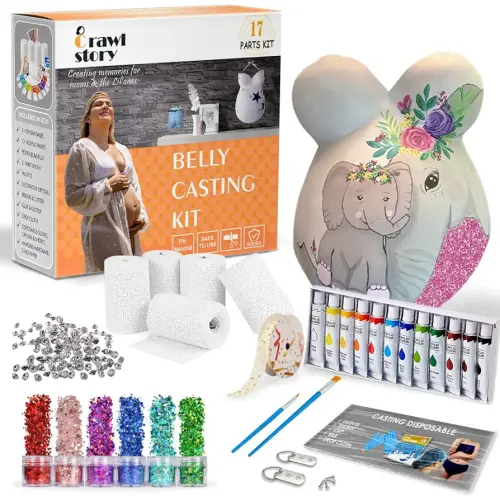 Crawl Story Belly Cast Kit Pregnancy-Baby Casting kit | With 5-Plaster Cloth Roll, Hanging Hardware & Decorative items| Perfect Baby Shower & Pregnancy Gifts|Pregnancy Belly casting kit baby bump cast