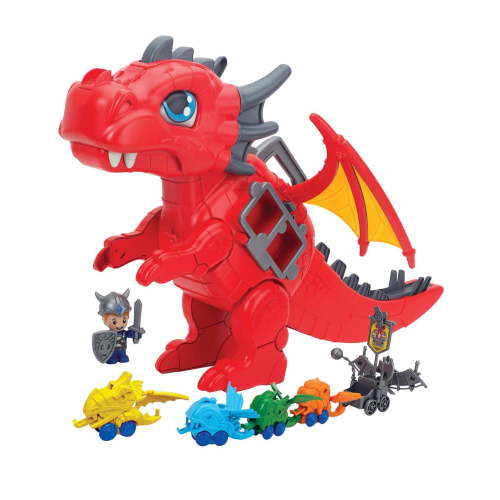 Kid Connection Dragon Car Carrier Playset with Light and Sound, 21 Pieces, Toddler Toys