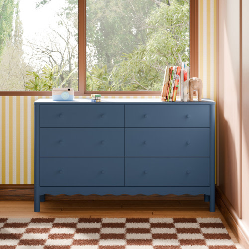 babyletto Swell 6-Drawer Wide Assembled Dresser - Cove Blue