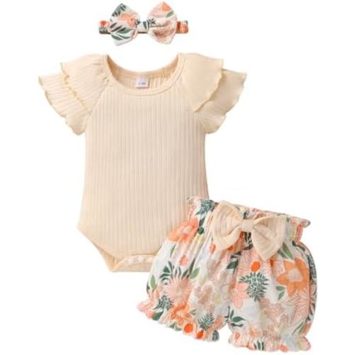YOUNGER TREE Newborn Infant Baby Girl Clothes Romper Shorts Set Floral Summer Outfits Cute Baby Girl Clothing