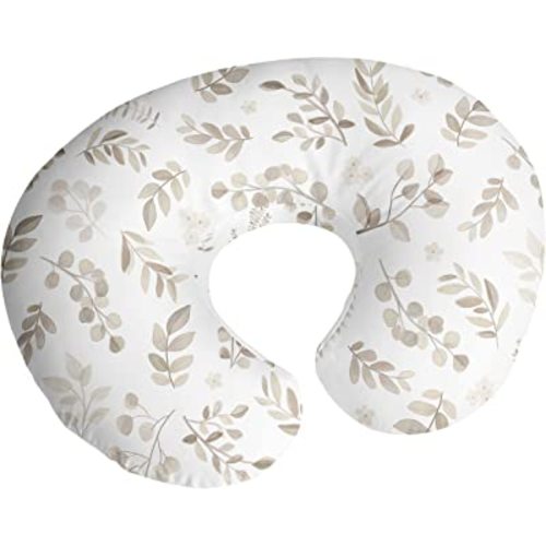 Sweet Jojo Designs Floral Leaf Nursing Pillow Cover Breastfeeding Pillowcase for Newborn Infant Bottle Breast Feeding Pillow NOT Included Ivory Beige Taupe Gender Neutral Boho Bohemian Botanical Leaf