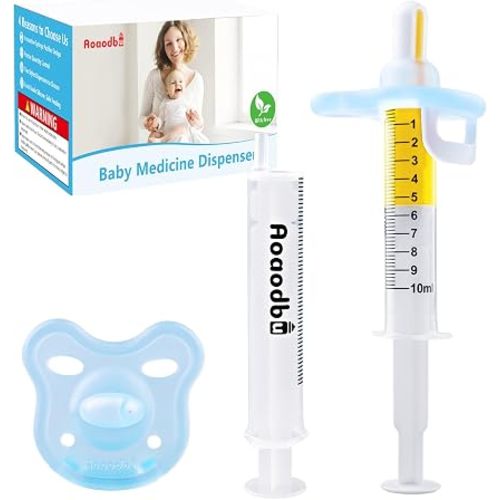 Baby Medicine Dispenser, Baby Medicine Syringe, 0 months and up Baby Pacifiers, 100% Silicone Pacifiers, BPA-Free (Blue)