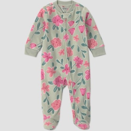 Carter's Just One You® Baby Girls' Floral Sleep N' Play - Green/Pink 3M