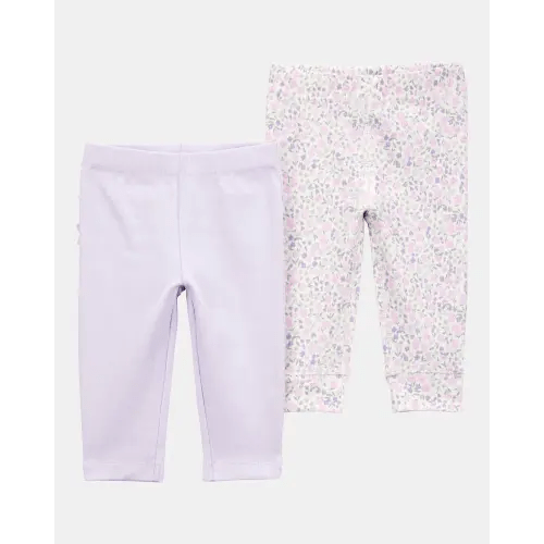 Baby Girl 2-Pack Floral Pull-On Pants - Purple | Carter's