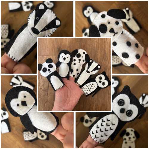 Hand-stitched sensory finger puppets