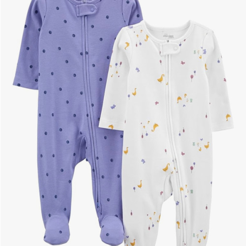 Simple Joys by Carter's Baby Girls' Cotton Footed Sleep and Play, Pack of 2