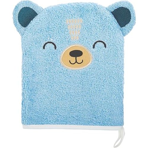 C.R. Gibson BMIT-24245 Cute Bear 100% Cotton Gender Neutral Baby Wash Cloth Bath Mitt, 6.625" W x 7.5" L, Multicolor