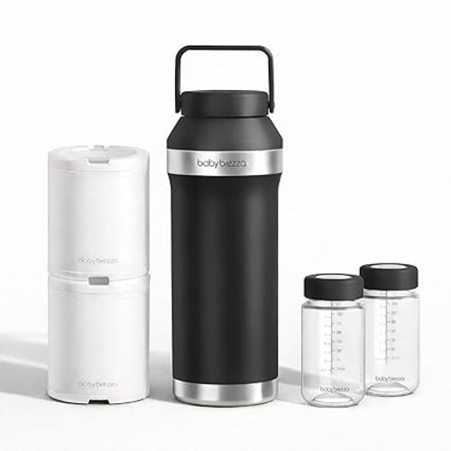 Baby Brezza All Day Portable Breastmilk Cooler, Large 20z Capacity, Insulated Travel Bottle Includes 2 Ice Packs + 2 Bottles, Sage Green