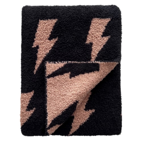 Lightning Bolt Fuzzy Blanket | Mocha Default Title