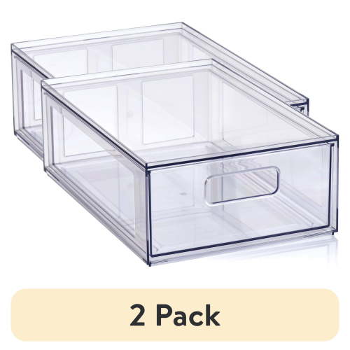 (2 pack) Mainstays Clear Glossy Plastic Pull-Out Closet Drawer Small Size, Adult Size