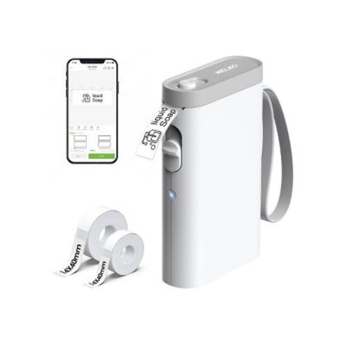 Nelko QUICKJET P21 Bluetooth Label Printer White with 14x40mm 100pc Roll and 14x40mm 180pc Roll