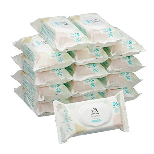 Amazon Brand - Mama Bear Sensitive Unscented baby wipes- Pack of 15 (Total 840 wipes)