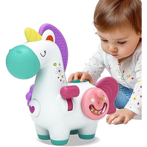 iPlay, iLearn Baby Unicorn Activity Cube, Infant Busy Cube Montessori Toy for 1 Year Old, Babies Carseat Plane Travel Toy, Toddler Sensory Development Learning Birthday Gift 6-9-12-18 Months 2 3 Years